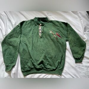 Vintage Grand Slam Golf Sweater Men's Size Large Collared Pullover Knit Green